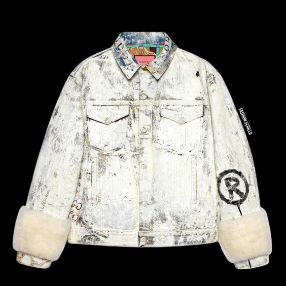 Gucci Trouble Andrew Gucci Ghost Runway Collaboration Logo Denim Mink Fur Jacket - Picture 6 of 17